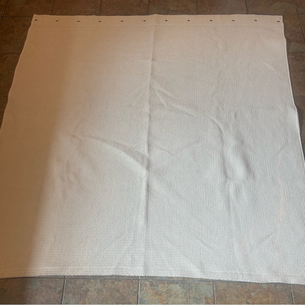 Pottery Barn Textured Cotton Shower Curtain Taupe Brown Minimalist